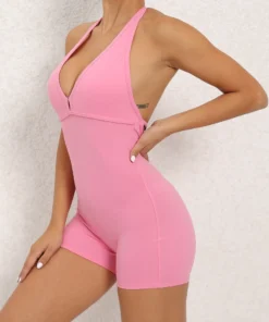 Yoga Pants Halter Neck Jumpsuit Beauty Back Shorts High Elastic One-piece Fitness For Womens Clothing